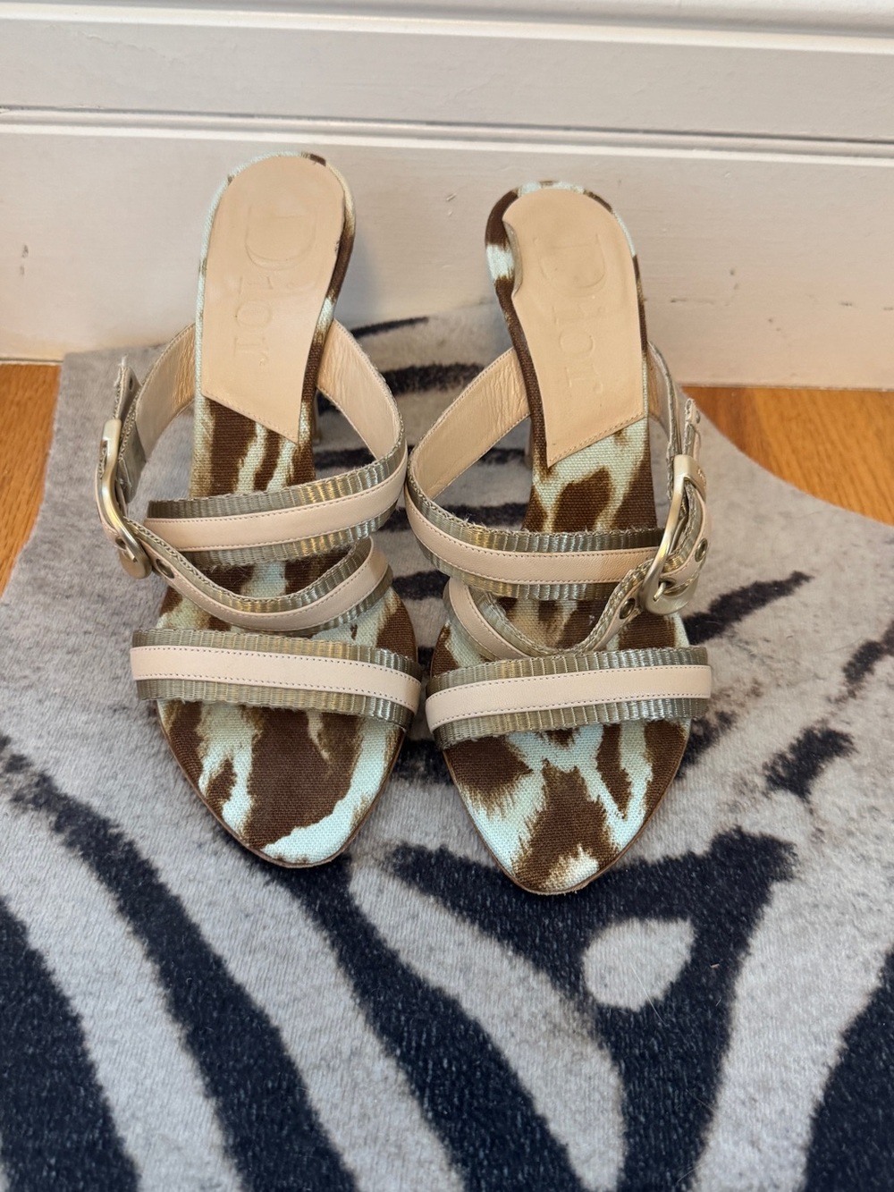 Dior Beige Strappy Heeled Sandals leopard print - Picture 2 of 11